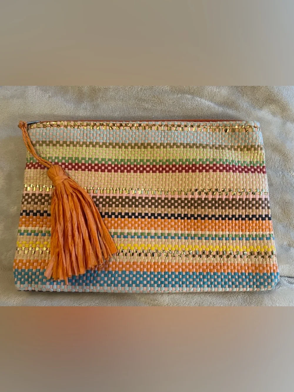 Lady Jayne Floral Pouch Bundle Woven Straw Clutch Ipsy Butterfly Daisy Set of 4